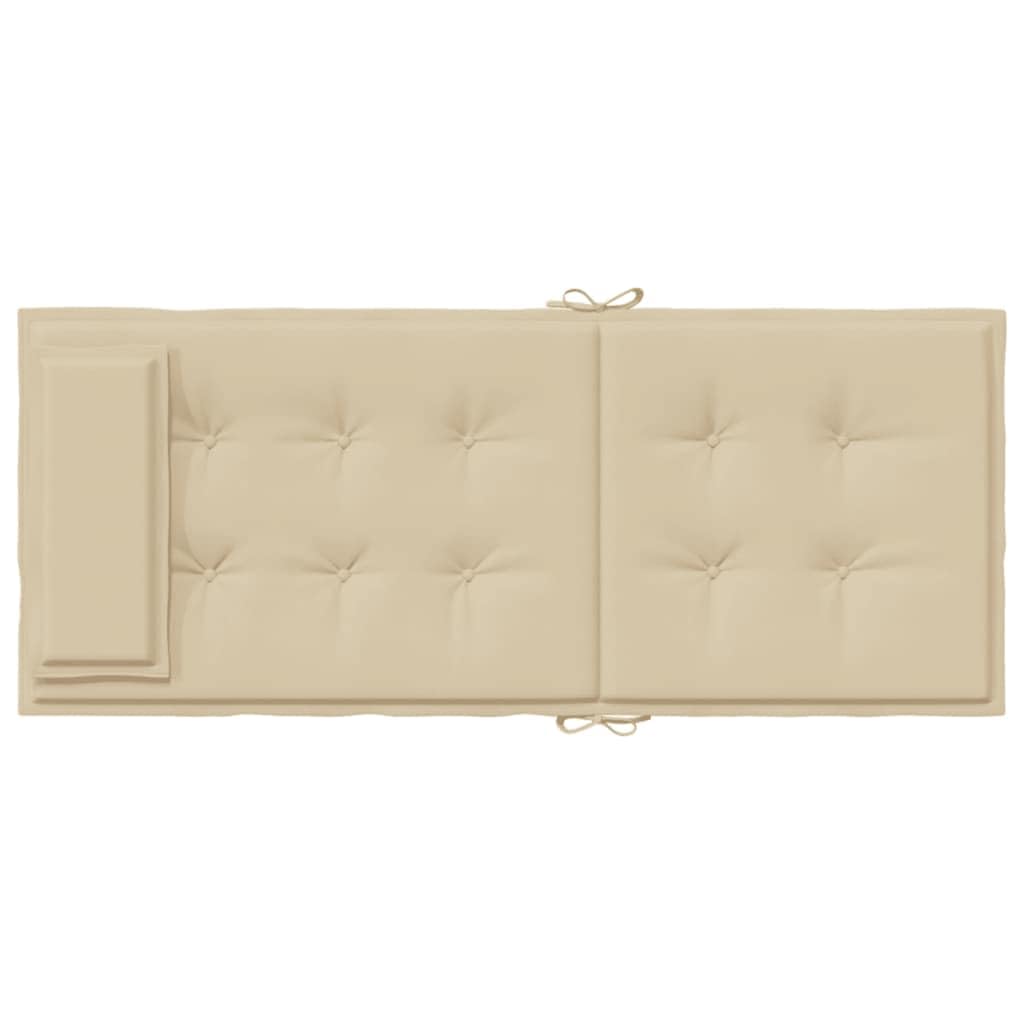 Hochlehner-Auflagen 2er Set Beige Oxford Gewebe 120x50x3 cm wasserabweisend für Gartenstuhl Balkon Esszimmerstuhl Sitzkissen Outdoor Loungekissen