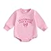 AHUGHAUE Newborn Baby Girl Outfit I'm Literally Just A Girl Bow Embroidery Sweatshirt Bubble Romper Cute Long Sleeve Bodysuit (Pink, 0-3 Months)