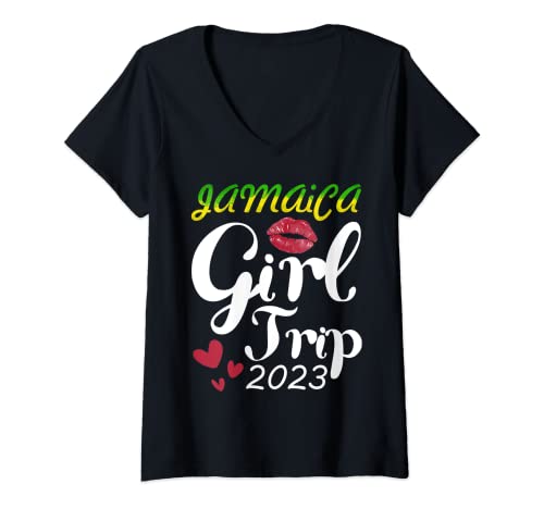 Womens Jamaica Girls Trip 2023 V-Neck T-Shirt