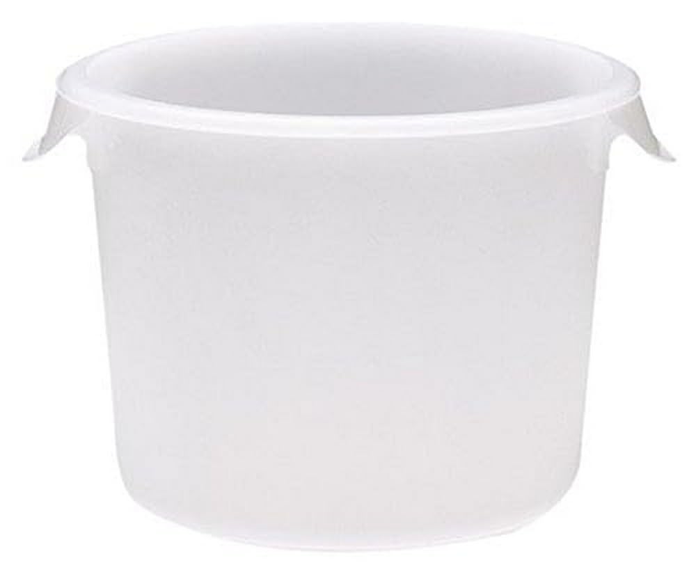 Commercial Products Plastic Round Food Storage Container with Bail Handle, 6 Quart, White, High Temperature Range Food Organization/Storage for Wet/Dry Food in Kitchen/Restaurants/Cafeteria