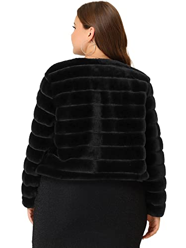 Agnes Orinda Plus Size Faux Fur Jacket for Women Open Front Collarless Wedding Formal Cropped Faux Fur Winter Jackets4