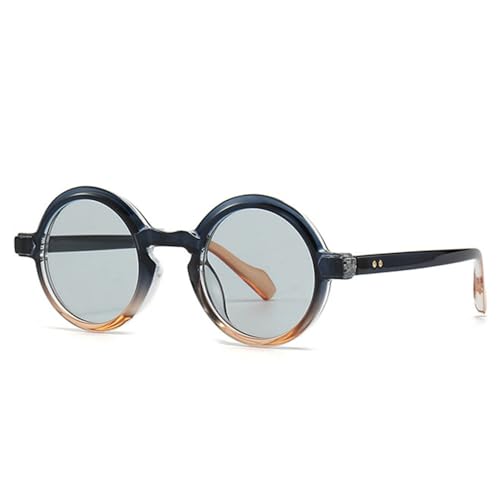 Lunettes de soleil rondes Punk avec rivets rétro et verres dégradés de protection