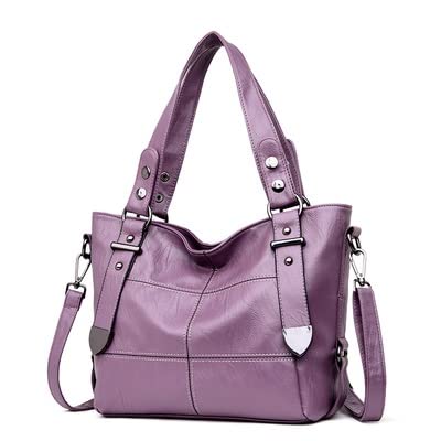 YQBUER Vrouwen Vintage Tote Bag Dames PU Lederen Tote Schoudertas Handtas Portemonnee Mode Grote Capaciteit Tas (Kleur: B