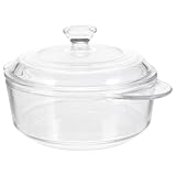 OSALADI Olla de Vidrio Templado 1 Litro Tapa para Microondas y Horno, Resistente al Calor para Estofados, Fideos Instantáneos y Sopa, Utensilio de Cocina Transparente para Uso Doméstico