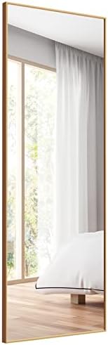CASART Full Length Mirror, Rectangle Dressing Mirror Wall Sticker with Aluminum Frame, Wall Mounted Floor Mirror for Bathroom, Dressing Room, Bedroom and Living Room (Golden)