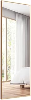 CASART Full Length Mirror, Rectangle Dressing Mirror Wall Sticker with Aluminum Frame, Wall Mounted Floor Mirror for Bathroom, Dressing Room, Bedroom and Living Room (Golden)