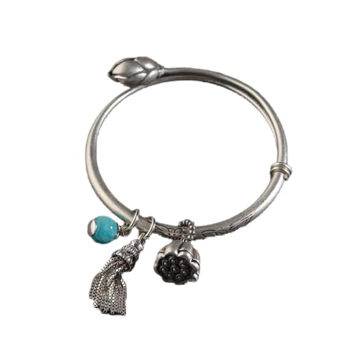 Bracelet pierre de Tianhe S925 vintage en argent réglable pour femme style classique