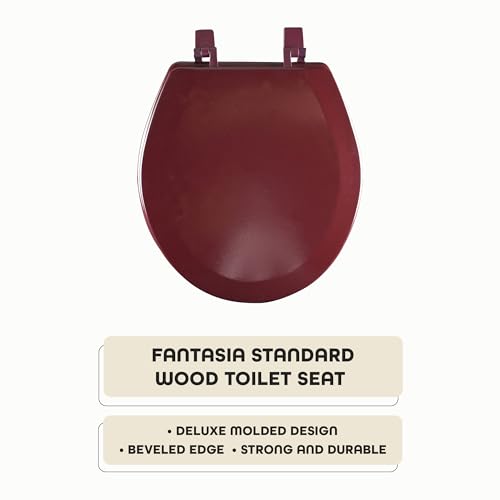 image for Achim Home Furnishings Standard Wood Toilet Seat, Burgundy - 17 Inch -