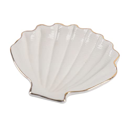 Zerodeko Plateau Bijoux Coquillage En Céramique 11.5X10X2 Cm Pour Présentation Bijouterie Et Rangement À Domicile Ou Événements