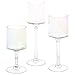 Koyal Wholesale Long Stem Glass Candle Holders for Table Centerpiece Wedding Home DÃ©cor, Set of 3 (Iridescent)