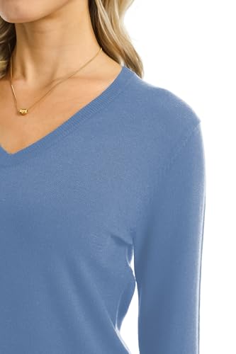 Image of QUALFORT Women's Sweaters Long Sleeve Soft Lightweight Basic Knitted Pullover Sweater