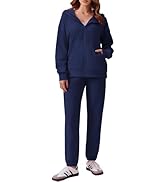 PINSPARK Two Piece Sets For Women Zip Up Hoodie Sweatshirts Drawstring Jogger Sweatpants With Poc...
