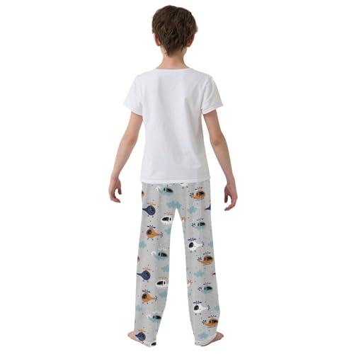 ZZXXB Airplane Clouds Print Boys Long Pants Soft Trousers Elastic Waist Kids Lounge Bottoms with Pockets S-XL3