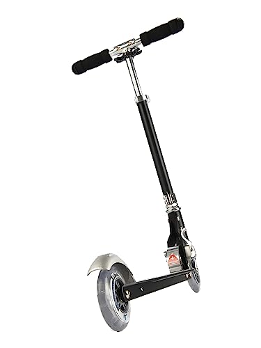 Micro Kinderscooter Sprite klappbarer Roller in schwarz mit gestreiftem Griptape
