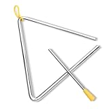 8 Inch Musical Steel Triangle Hand Percussion Instrument With Striker - Rhythm Steel Triangles Music Instrument