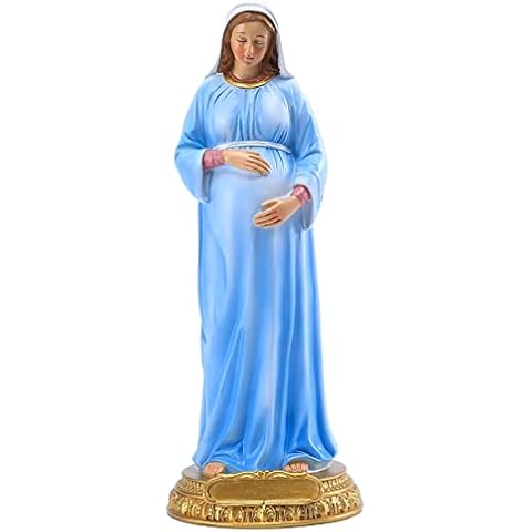 QIANLING Pregnant Virgin Mary Statue - 8.4" Resin Mother of God Figurine, Catholic Religious Decor for Prayer Room, Home Altar, Church, Shelf or Table, Spiritual Gift for Women & Believers Cover