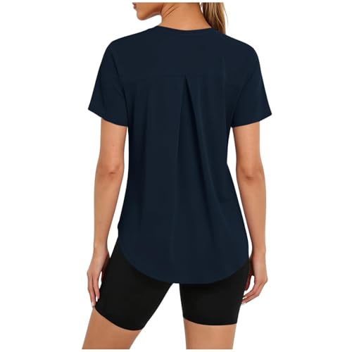 2026 Sport Tshirt Damen Fitness UV Shirt Damen Kurzarm Atmungsaktive Rashguard Sportshirt Schnelltrocknendes Funktionsshirt Sport- Shirt für Frauen Leicht Wander Shirts Laufshirt UV Schutz K
