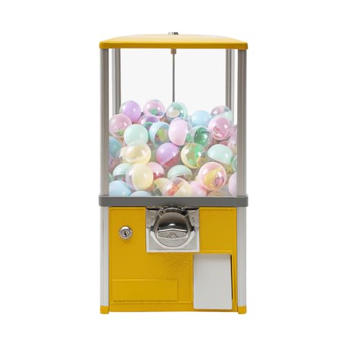 Vending Machine, 1.77-1.97 Inch 25-Cent Spherical Capsule Candy Dispenser Commercial Bulk Many Styles Vending Machine Gumball Machine for Game Stores, Retail Stores, Amusement Parks (Yellow)