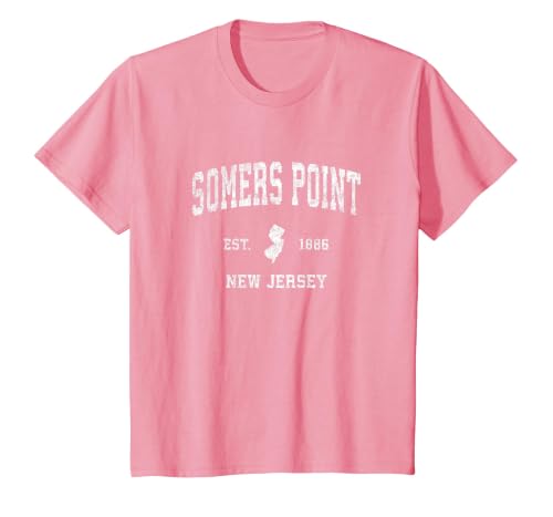 Somers Point New Jersey NJ Vintage Athletic Sports Design T-Shirt, Youth, Pink, 2T