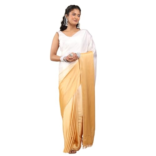 Image of Garden Vareli Lace Border Satin Saree with Unstitched Sequin Blouse Piece