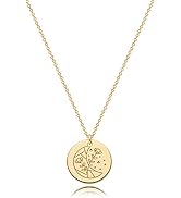 WEARON Zodiac Necklace for Women Gold Coin Disc Constellation Horoscope Sign Astrology Engraved 1...