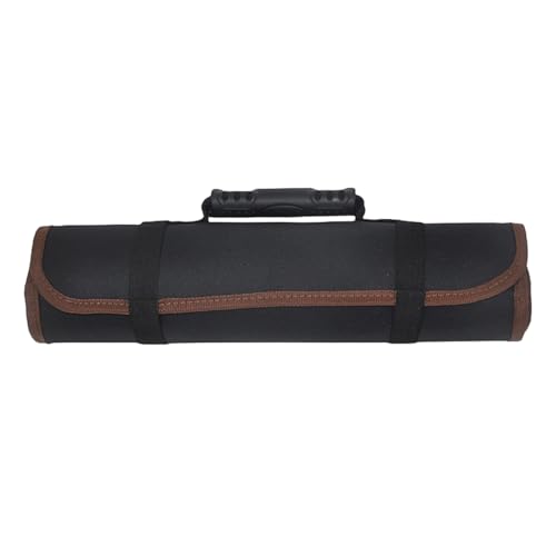 Tuxihapp 23 Pocket Car Tool Bag Roll Up Organizer - Portable Wrench Organizer & Tools Storage Bag with Zipper Pouch - Roll Up Tool Pouch with Easy-Grab Handle for Men Dad Boyfriend Mechanic (Black)