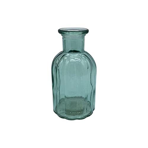 CHICCIE Jarrón de cristal vintage turquesa 8 x 8 x 14 cm – Jarrón de mesa
