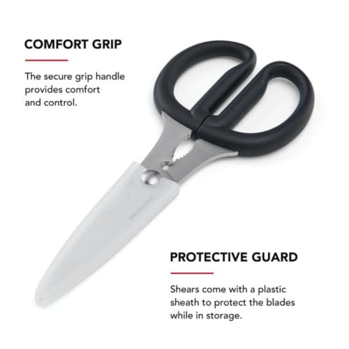 Image of KitchenAid 2-Piece Multipurpose Shear Set - Versatile Scissors with Nutcracker, Bottle Opener, Ergonomic Handles with Protective Blade Covers