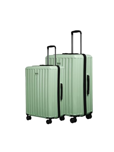 Image of Move-Meant Set of 2 ROAMIFY Small & Medium Check-in Suitcase | 55 Cm & 66 Cm | 360 Degree 8 Wheels Number Lock Polycarbonate HPS Green Trolley Bag | Luggage for Travel - Pack of
