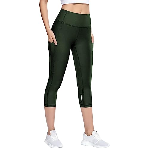 Leggings de mujer de cintura alta 3/4 reflectantes mallas para mujer estiramiento pantalones 7/8 cigarrillo cintura elástica Leggings de deporte Running Yoga Casual Pantalones Push Up Medias Slim