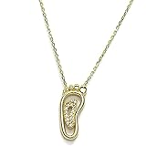 18 Carat Gold Double Foot Necklace for Moms | Pendant with 31 Zirconia | Link Chain 45 cm Long | Never say Never Jewellery Fine Italian | Mother's Day Gift