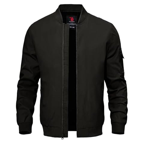 TBMPOY Men's Black Lightweight Bomber Jackets Light Windbreaker Casual Stylish Fall Golf Dress Business Varsity Black XL Cover