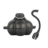 Gusseisen-Bräter mit Deckelöffner, 18 x 15,5 x 12 cm, Doppelohr-Grilltopf für Outdoor-Grill, Schmoren von getrockneten Früchten, geröstetem Knoblauch und Kastanien, unbeschichtet schwarz
