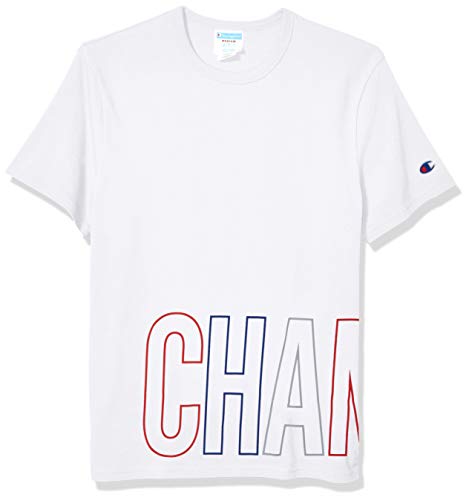Champion LIFE Men's Heritage Short Sleeve Tee-Wrap Around Block Text, White, Large