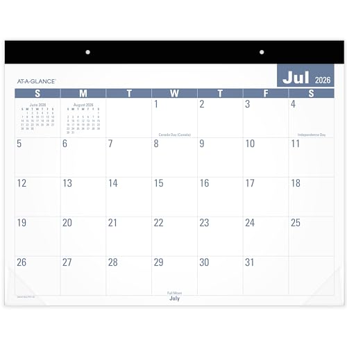 AT-A-GLANCE Desk Calendar 2026-2027 Planning Pad Academic 12-Month July-June Monthly 21-3/4 x 17 Standard Easy-to-Read Unruled Daily Blocks (SKLPAY32)