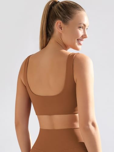Image of ODODOS Square Neck Sports Bra for Women Wirefree Non Padded Yoga Tank Workout Crop Tops