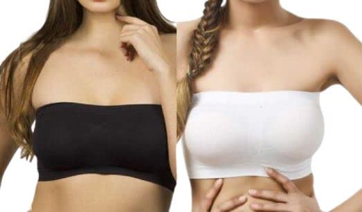 Image of Gozzby Womens & Girls Full Coverage Stylish Bandeau Non Padded Cotton Seamless Tube Bra