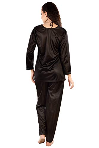 Image of Women's Satin Full Sleeve Night Suit Set of Top & Pyjama