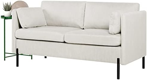 TYBOATLE Upholstered Modern Loveseat Sofa Couch with 2 Rectangular Pillows and Metal Legs, 55" W Fabric Comfy Couches for Living Room, Bedroom, Compact Small Space, Apartment, Office (Cream Beige)