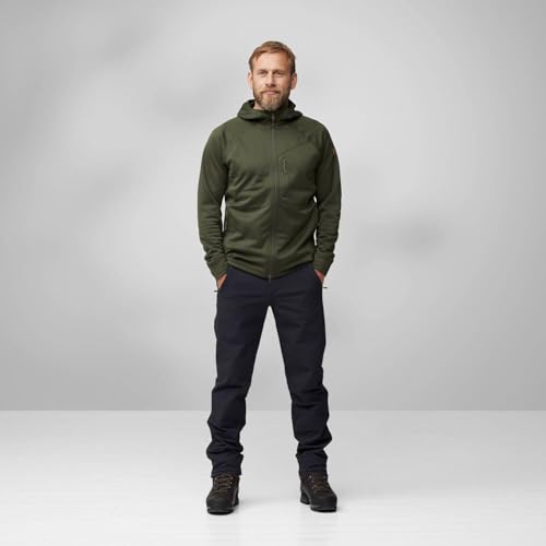 Image of Fjallraven Abisko Grid Fleece Hoodie Men's Jacket - Lightweight Breathable Stretch Grid Midlayer for Hiking Trekking Outdoor