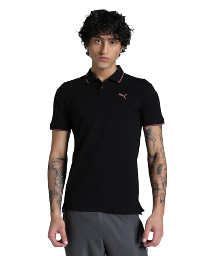 Image of Puma Men's Cotton Essentials Tipping Collar Slim Fit Polo T-Shirt