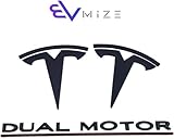 EVMIZE Tesla Model Y Emblem Bundle Front Rear T Badge Matte Black Glossy Black Logo OEM Dual Motor Set Metal Decal Sticker with 3m Adhesive Juniper (Matte Black)