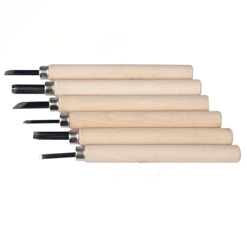 Image of 6Pcs Luthier Carving Knife Set – Steel Violin Viola Cello Making & Repair Chisels with Wood Handles Precision Hand Tools for Instrument Bridge Shaping, Top Plate & Fine Woodworking