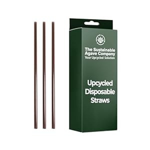 Sustainable Agave Co – Agave Fiber Unwrapped Drinking Straws – 100 Count – Plant-Based, Made With Upcycled Materials, Reusable – Brown, Regular, 8″