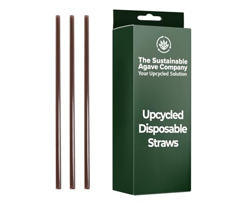 Sustainable Agave Co - Agave Fiber Unwrapped Drinking Straws - 100 Count - Plant-Based, Made With Upcycled Materials, Reusable - Brown, Regular, 8"
