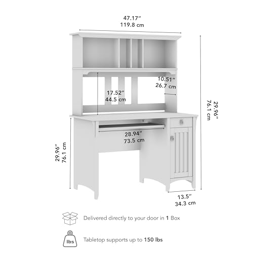 Bush Home Salinas Small Computer Desk with Hutch in Antique White by Bush Home - Image 6