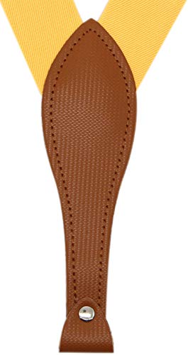 Mens Suspender Wide Leather 6 Metal Clips Adjustable Straps Y Shape By Timiot (Yellow) #TOP2