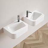 WYRNOBRX Hänge-Waschbecken Gästewaschtisch Mit Überlauf Einfache Reinigung Und Installation Geeignet Für Badezimmer Weiß Keramikmaterial Waschschale Wandspülbecken,White/a,L14 H4 W10