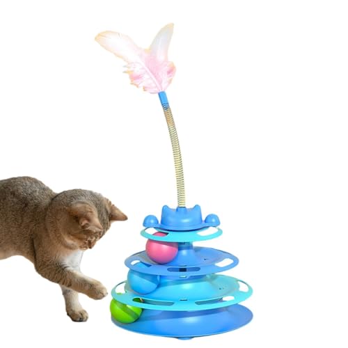 Kitten Ball Track - Turntable Cat Tower Toy, Boredom Relief for Indoor Cats, Interactive Rolling Ball Maze, Mental Stimulation E