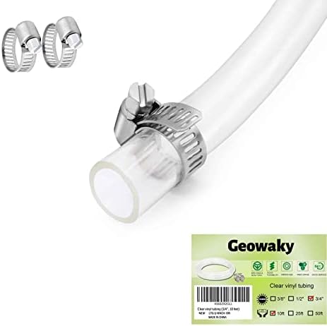 Clear Vinyl Tubing 3/4" ID × 1" OD -10 Ft 30PSI,Flexible Plastic Tubing,Lightweight Plastic Tubing,Oil Resistant Hybrid Multipurpose Industrial Vinyl Hose